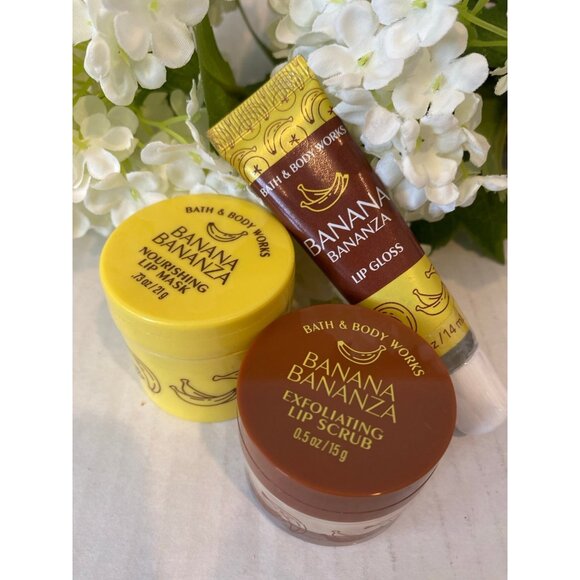 Bath & Body Works “Banana Bonanza” Lip Gloss, Lip Mask & Lip Scrub - Picture 1 of 8